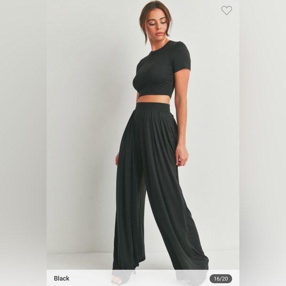 Hot Pink Crop Top and Palazzo Wide Leg Pants - Picture 3 of 4